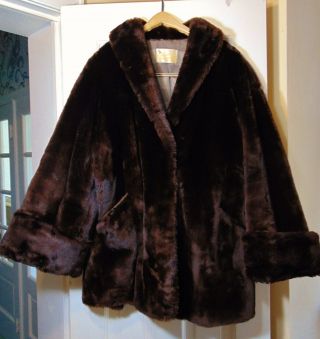 Womens Vintage Weingarten Mink Mouton Seal ? Coat Dark Brown Chocolate L Xl 1x