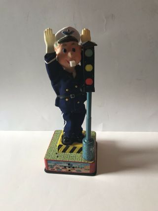 Traffic Policeman Battery Operated Vintage - Perfectly Japanese Tin Litho