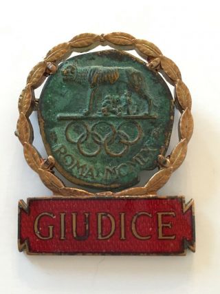 Rare 1960 Rome Olympic Giudice Judge Badge Pin For Track And Field (athletics)