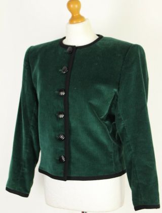 Vintage Saint Laurent Rive Gauche Green Corduroy Jacket Fr 42 - Uk 12 - Ysl Yves