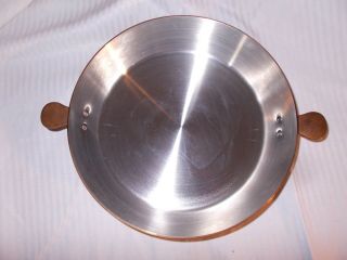 Vintage 9.  5 " Mauviel France Copper Tin Lined Paella Pan Pot - Ear Handles