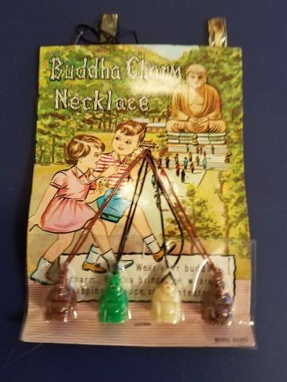 Vintage Gumball/vending Machine Buddha Charm Necklace Display Card Made In Hong