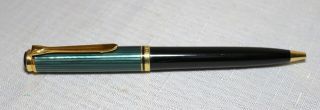 Vintage W.  Germany Pelikan Yellow Gold Green Striated Black Ballpoint Pen