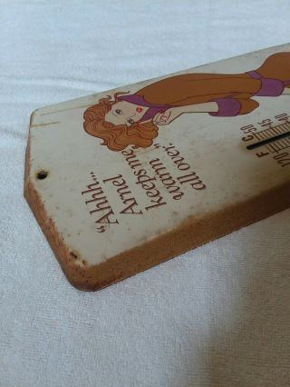 Vintage Arnel Fabric Advertising Thermometer pin up girl very cool 1960 ' s 6