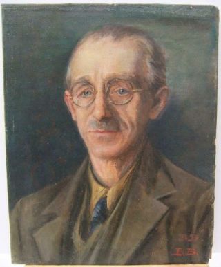 Vintage Beatrice Bullock Oil Painting Portrait Of The Artist H O Lumby 1939