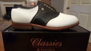 Vintage Footjoy Classics Mens Golf Shoes 51797 Wh/blk Grain 9d Made In Usa