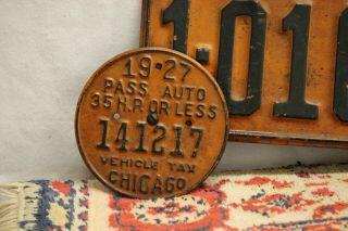 Illinois 1927 Pair Old License Plate Garage Vtg Car Tag Set State Map Auto 3
