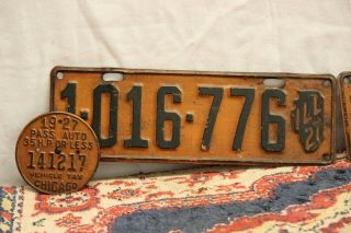 Illinois 1927 Pair Old License Plate Garage Vtg Car Tag Set State Map Auto 4