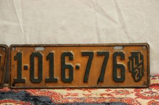 Illinois 1927 Pair Old License Plate Garage Vtg Car Tag Set State Map Auto 5
