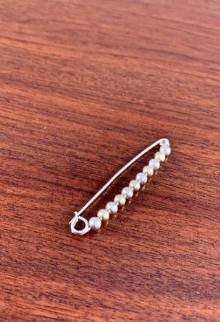 Tiffany & Co.  Sterling Silver & 14k Yellow Gold Safety Pin Brooch / Baby Diaper