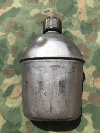 Wwii Us Army Usmc Metal Canteen With Cap,  Field Gear Vintage 1945
