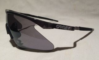 Vtg 90s Oakley M Frame Mumbo Crystal Smoke & Black Frame Sunglasses Sport Wrap