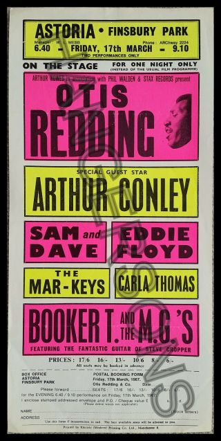Rare1967 Flyer Otis Redding/sam&dave/eddie Floyd/booker T Finsbury Pk Astoria