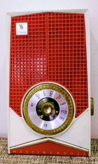 VINTAGE ANTIQUE EAMES ATOMIC WESTINGHOUSE TRANSISTOR RADIO RED WHITE 1950s OLD 5