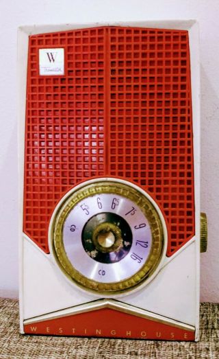 VINTAGE ANTIQUE EAMES ATOMIC WESTINGHOUSE TRANSISTOR RADIO RED WHITE 1950s OLD 7