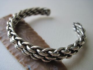 Vintage Basket Weave Sterling Silver Cuff Bracelet 6 5/8 " 39 Grams