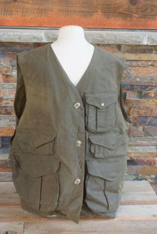 Vintage Filson Waxed Oil Tin Cloth Bird Hunting Game Bag Vest Style 432 Size Xl