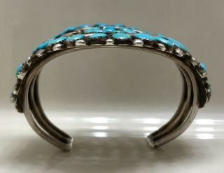 VINTAGE NAVAJO STERLING SILVER TURQUOISE CLUSTER CUFF BRACELET 9