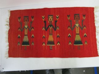 Vintage Navajo Native American Yei Wool Rug 39x22inch