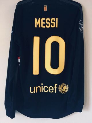 Barcelona Nike Rare Player Issue Third Black Soccer Jersey Messi Ucl