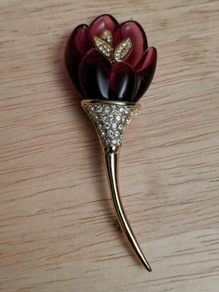 Nolan Miller Crystal Resin Tulip Flower Brooch