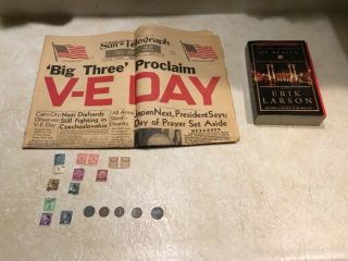 V - E Day Victory In Europe 1945 Newspaper Swastika1941f 12 Stamp Book Ww2 Beast