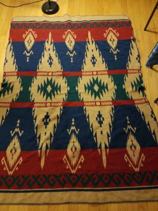 Vintage Beacon Camp Blanket Aztec Rustic Southwest Indian Design Wool Cotton
