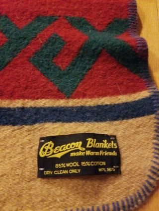 Vintage Beacon Camp Blanket aztec Rustic Southwest Indian Design Wool Cotton 2