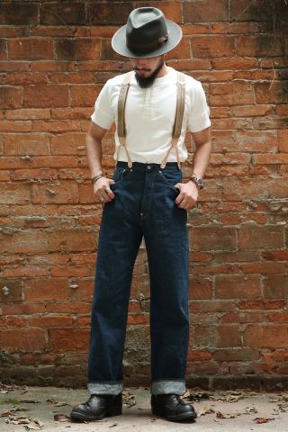 Vintage Bronson Jeans Selvage Denim Mens Straight Pants Overalls 12.  5oz Trouser 5