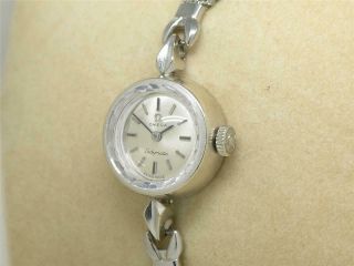 Gorgeous Vintage Omega Ladymatic Solid 14k White Gold Watch - Running