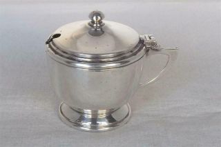 A Fine Solid Sterling Silver Mustard Pot With Glass Liner Birmingham 1964.