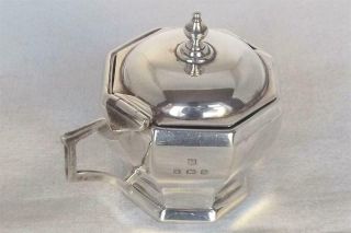 A Stunning Solid Sterling Silver Octagonal Shaped Mustard Pot Birmingham 1929.