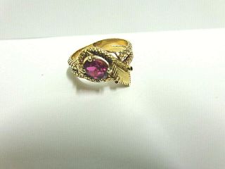 Vintage Ruby Sapphire Snake Ring 14kt Yellow Gold Sz 9 Wgt 4.  8 Grams Tcw 1.  5