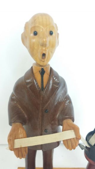 Vintage Romer Carved Wooden Stock Market Broker Figurine Ticker Tape Dow Jones 2
