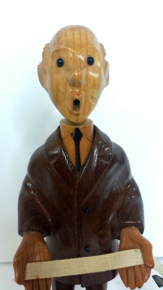 Vintage Romer Carved Wooden Stock Market Broker Figurine Ticker Tape Dow Jones 8