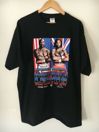 Vtg 1999 Evander Holyfield Vs Lennox Lewis Boxing Tshirt Don King Caesars Palace