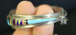 Vintage GN Signed Native American Sterling Silver Bracelet 3