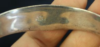 Vintage GN Signed Native American Sterling Silver Bracelet 5