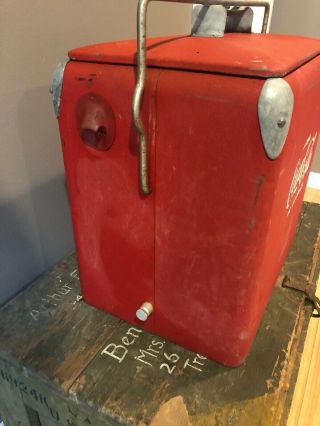 Vintage Coke Coca Cola 50’s Metal Cooler 3