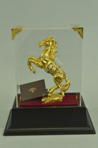 Vintage Trophy Craft Horse Statue Bronze Copper Sculpture 24k Gold Plated Deal