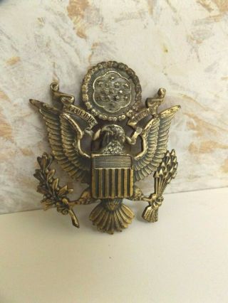 Vintage Us Army Military E.  Pluribus Unum Eagle Officer Hat Pin Badge