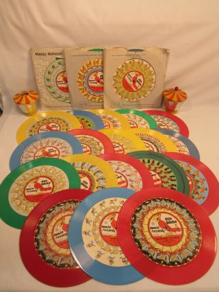 21 Vintage Red Raven Movie Records W/ 2 Magic Mirrors Estate Find