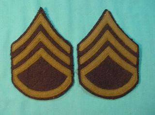 Wwii Us Army Staff Sgt Stripe Rank Pair Early Wool On Wool Felt