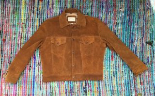 Rare Vintage Mens L.  L.  Ll Bean 70s Brown Leather Suede Jacket Coat Sz 44 L