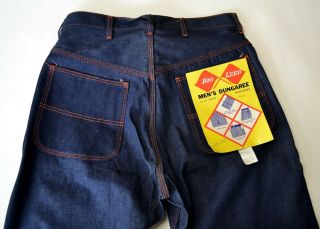 Vtg 1960s Big Leed Men ' s Dungarees Deadstock NWT 34 X 30 Indigo Denim Jeans 6
