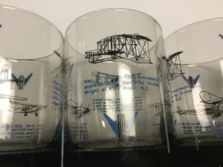 Set Of 4 Vintage Aviation Old Fashion Bar Glasses Kitty Hawk - First Jet Airline S 3