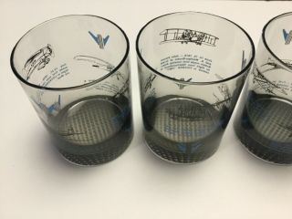Set Of 4 Vintage Aviation Old Fashion Bar Glasses Kitty Hawk - First Jet Airline S 8