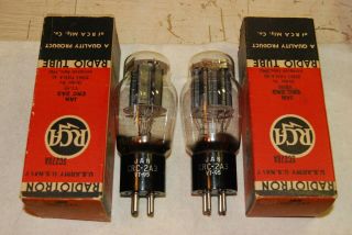 Strong Matched Nos Nib 1943 Vintage Rca Vt95 / 2a3 Black Plate Tubes