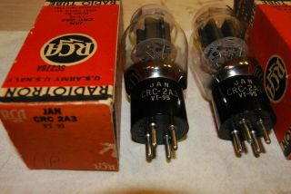 Strong Matched NOS NIB 1943 Vintage RCA VT95 / 2A3 Black Plate tubes 2