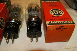 Strong Matched NOS NIB 1943 Vintage RCA VT95 / 2A3 Black Plate tubes 3